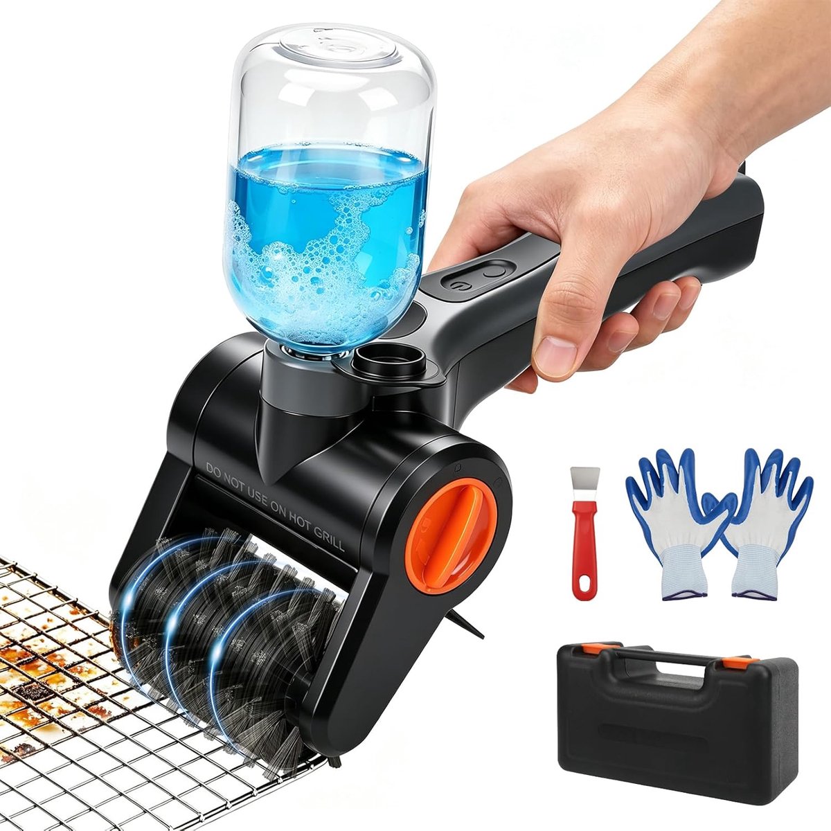 Grillborstel, draadloos, met 300 ml waterreservoir