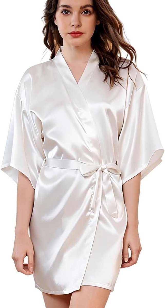 Badjassen en ochtendjassen satijn pyjama kimono V-hals riem voor dames badjas katoen