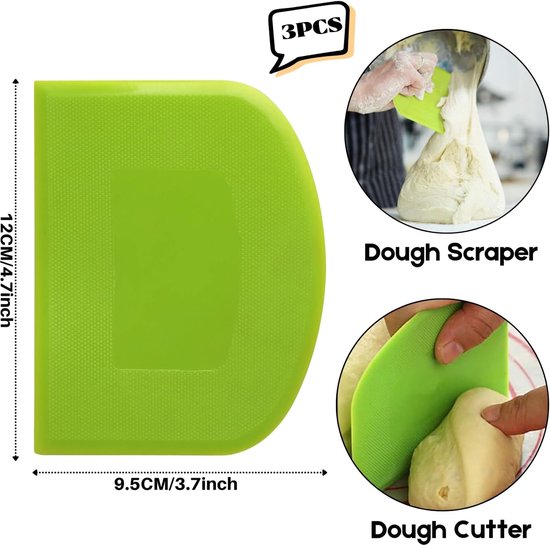 Bankschraper flexibel - SURDOCA 3 stuks BPA-vrije PE plastic kom schraper, scherpe rand en hoeken deegsnijder. Antislip keuken bakken spatel schraper, bakken Caking Lovers' Gift, kleur 36 — afbeelding 2