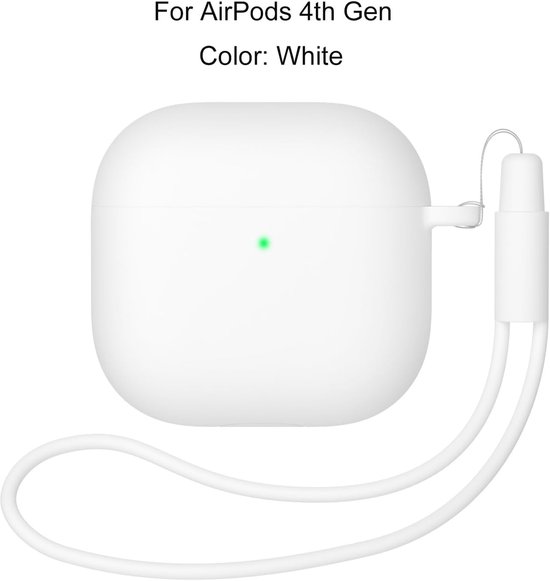 Hoes Compatibel met AirPods 4th Generation hoes (2024) met reinigingsset, Beschermend Siliconen hoesje voor Airpods 4, LED vooraan zichtbaar (Wit) — afbeelding 2