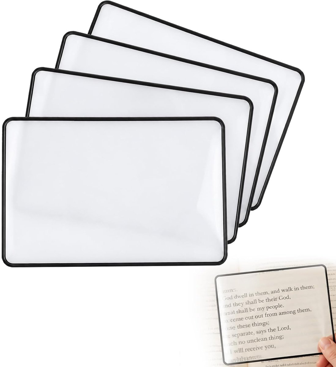 4 stuks 3x volledige leesloep, full-side leesloep, vergrootglas voor geheel, leesloep, kunstloep, grote en lichte rechthoekige loep, voor senioren en om te lezen, boeken (18 x 12 cm)