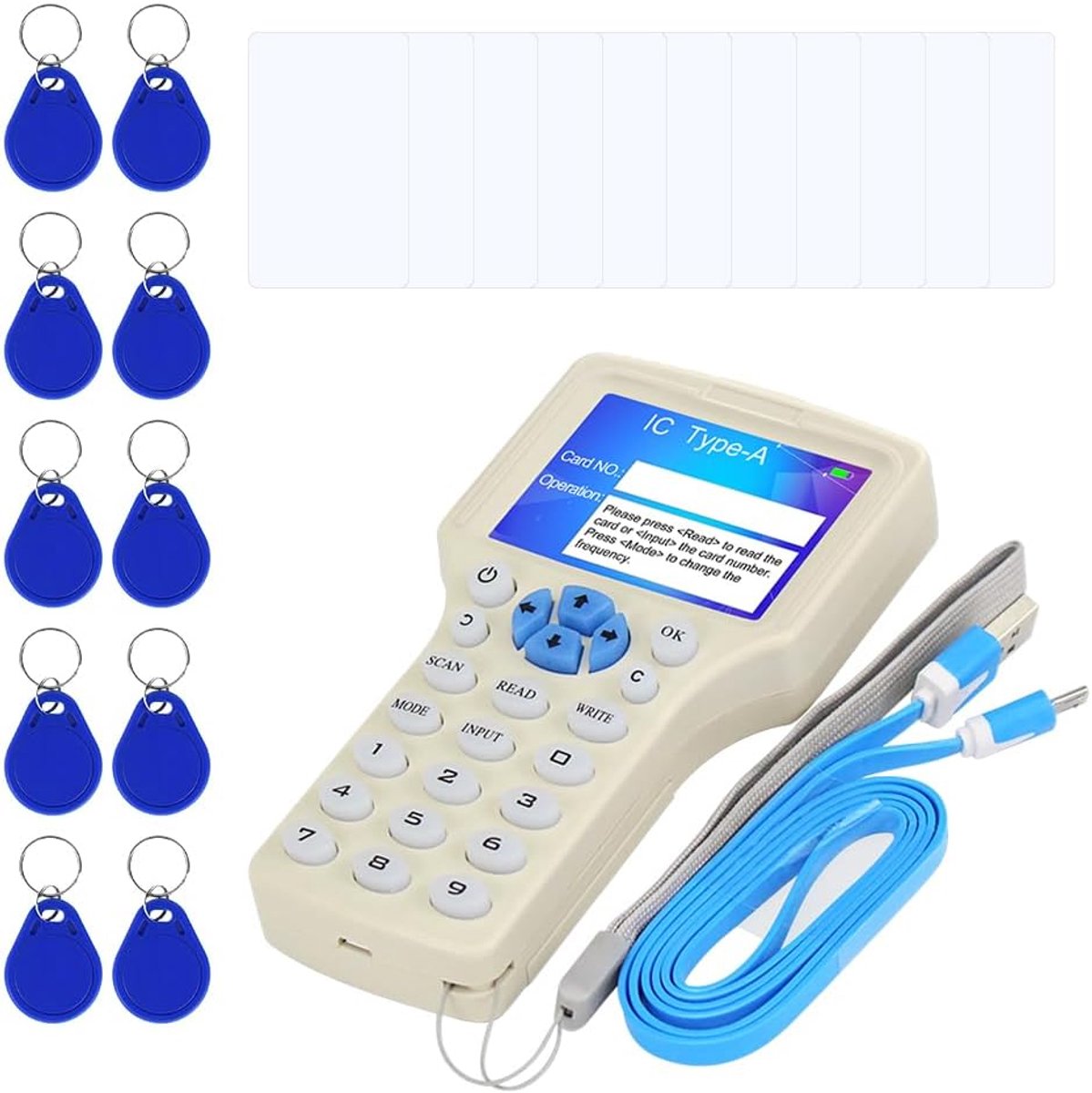 125 KHz 13,56 MHz RFID-kaart kopieerapparaat lezer/schrijver, ID IC toegangskaart duplicator, NFC-lezer, 10 frequentie RFID-kaart duplicator, gecodeerde kaartdecoder met 20 beschrijfbare