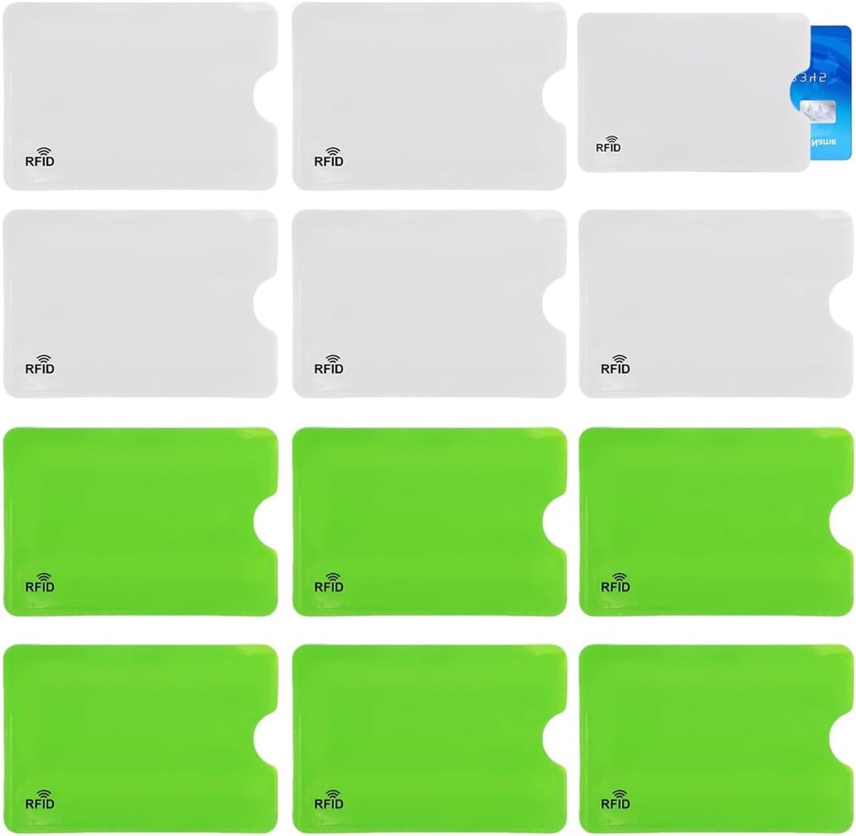 12 stuks RFID Protection Card Beschermingskaarten Creditcard Bescherming Kaarthouder Creditcardhouder Anti-Brug Hoezen voor Kredietkaarten Isolatie Chip Contactless RFID en Radio Nfc