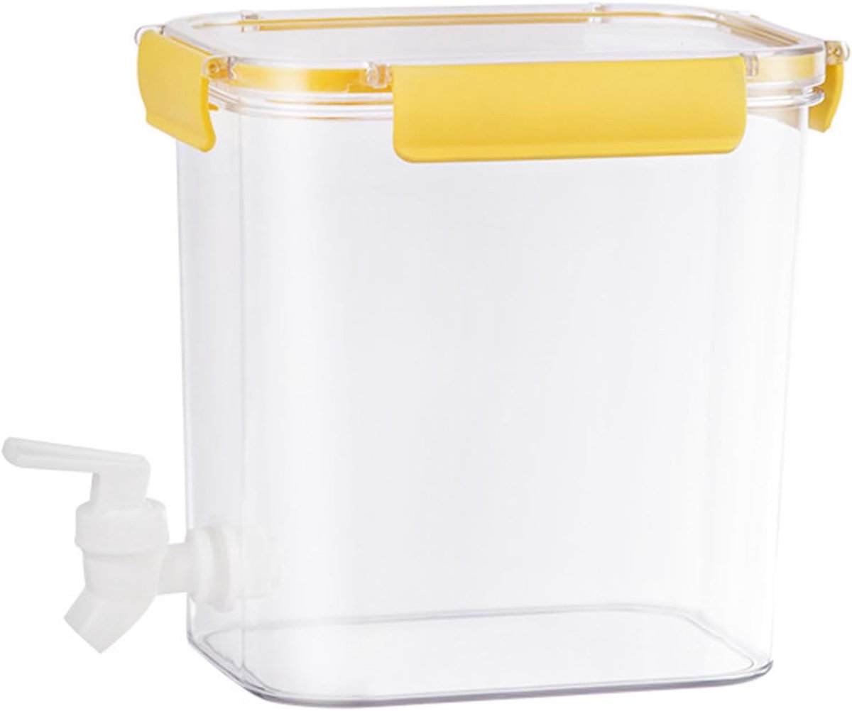 3,5 l drankdispenser met kraan, waterdispenser koelkast, BPA-vrij, met deksel, fruitsapdispenser, ijsthee, limonade, melk, koude koffie (geel)