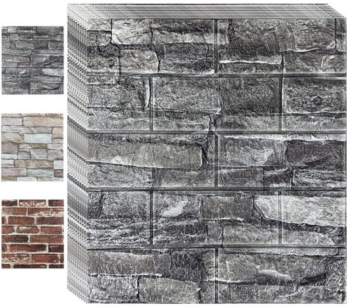 Pack of 10 3D Wall Panels Self-Adhesive Stone Look 35 x 38 cm Waterproof Wall Wallpaper Baking Pattern for Living Room Bedroom Kitchen Bathroom