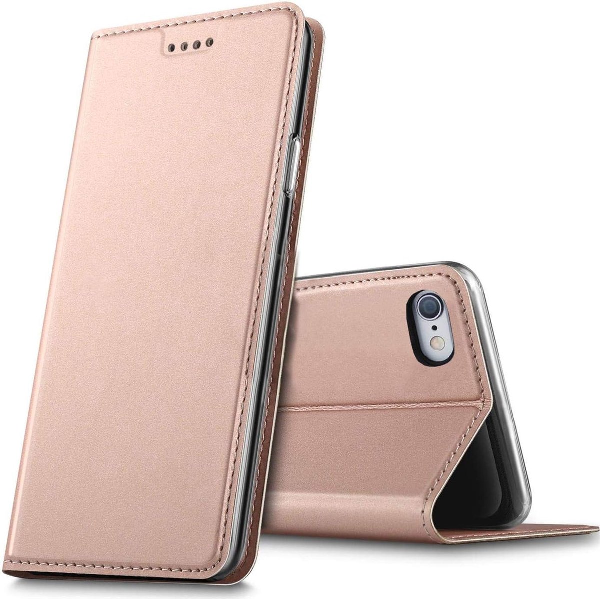 Hoesje voor iPhone 6 Plus, iPhone 6S Plus Premium Kaartvak Flip Cover voor Apple iPhone 6 Plus / 6S Plus Case [Magnetische Sluiting] beschermhoes, Roze