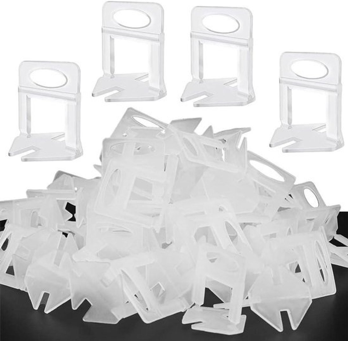 Allecto Plus - Standaard tabbladen 100 stuks voor tegels met voegbreedte 15 mm - Nivelleringssysteem en treklipjes - Leghulp voor tegels - Hoogte 3-12 mm