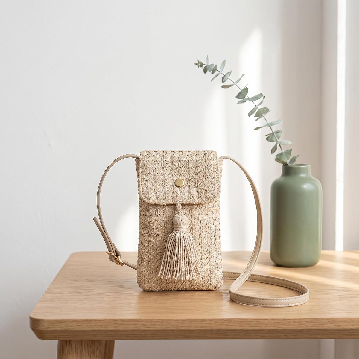 Strotas voor dames, mobiele telefoon om te hangen, strotassen, wit