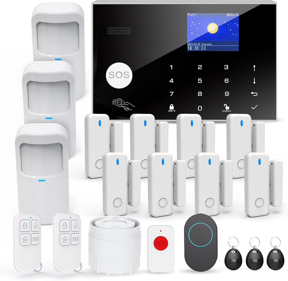 Huisalarm, wifi, 20 stuks, GSM 4G, beveiligingssysteem tegen inbraak, 120 dB, kits voor thuis, compatibel met Alexa, Google Assistant