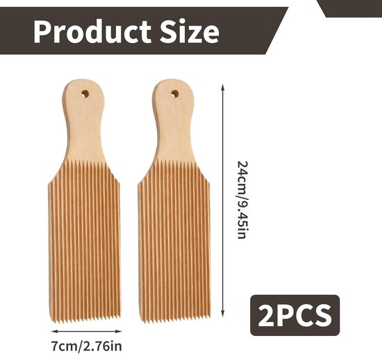 Set van 2 gnocchi planken, gnocchi pastaplank van hout en boterpalet voor pasta, 24 x 7 cm, met kustmotief voor het texturen en vasthouden van de saus, praktisch gereedschap voor garganelli — afbeelding 2