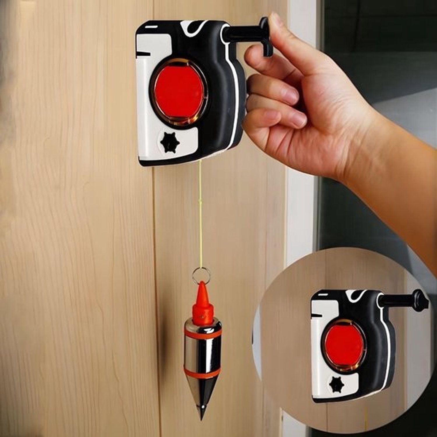 Magnetische schietloodbob - Loodlijnsetter - Loodrechte lijnen uitzetten - Automatische draadinroller - 310g 4.5M - Grijs