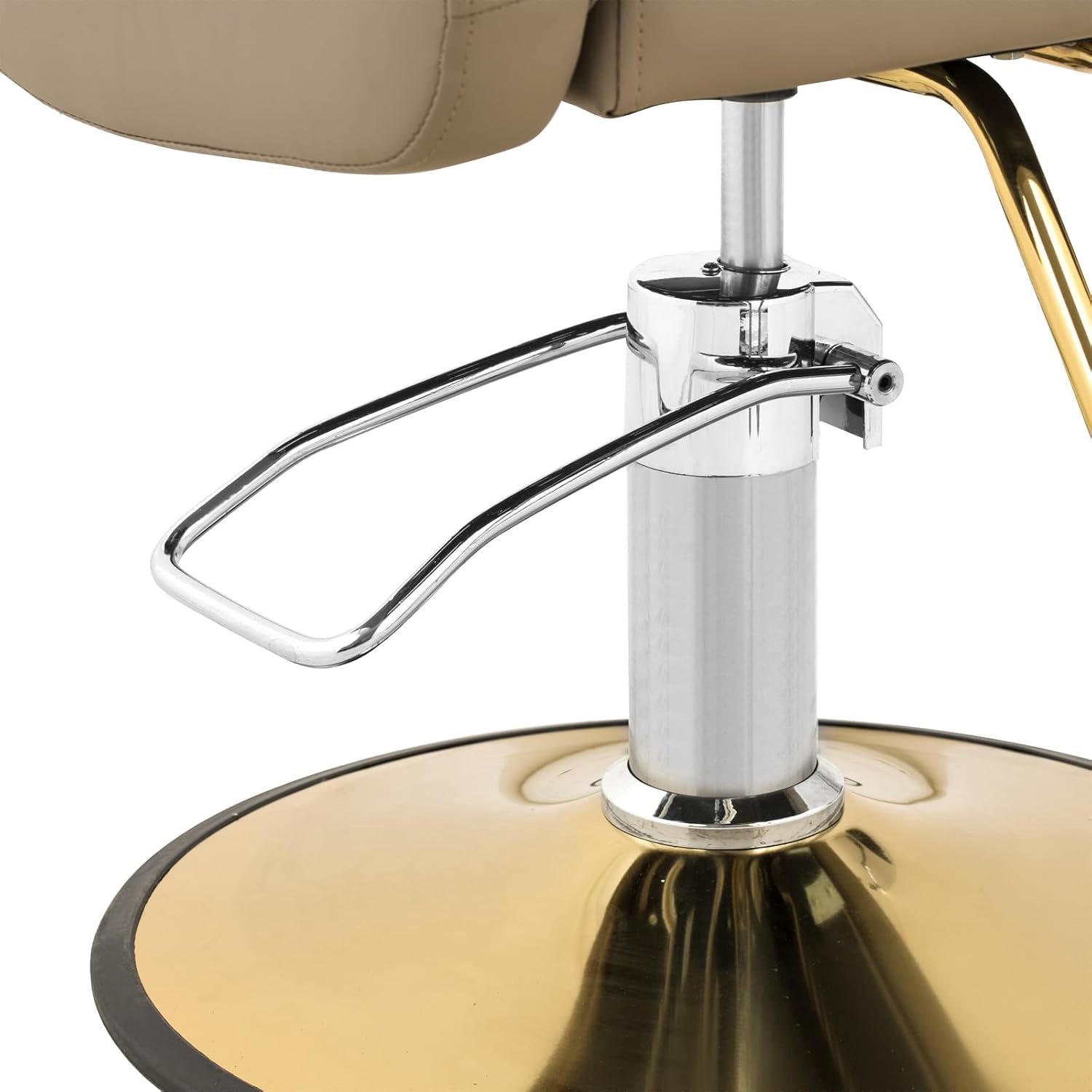 Luxe Hydraulische Kappersstoel met Voetensteun – Beige, 360° Draaibaar, In Hoogte Verstelbaar, 53–64 cm, 180 kg