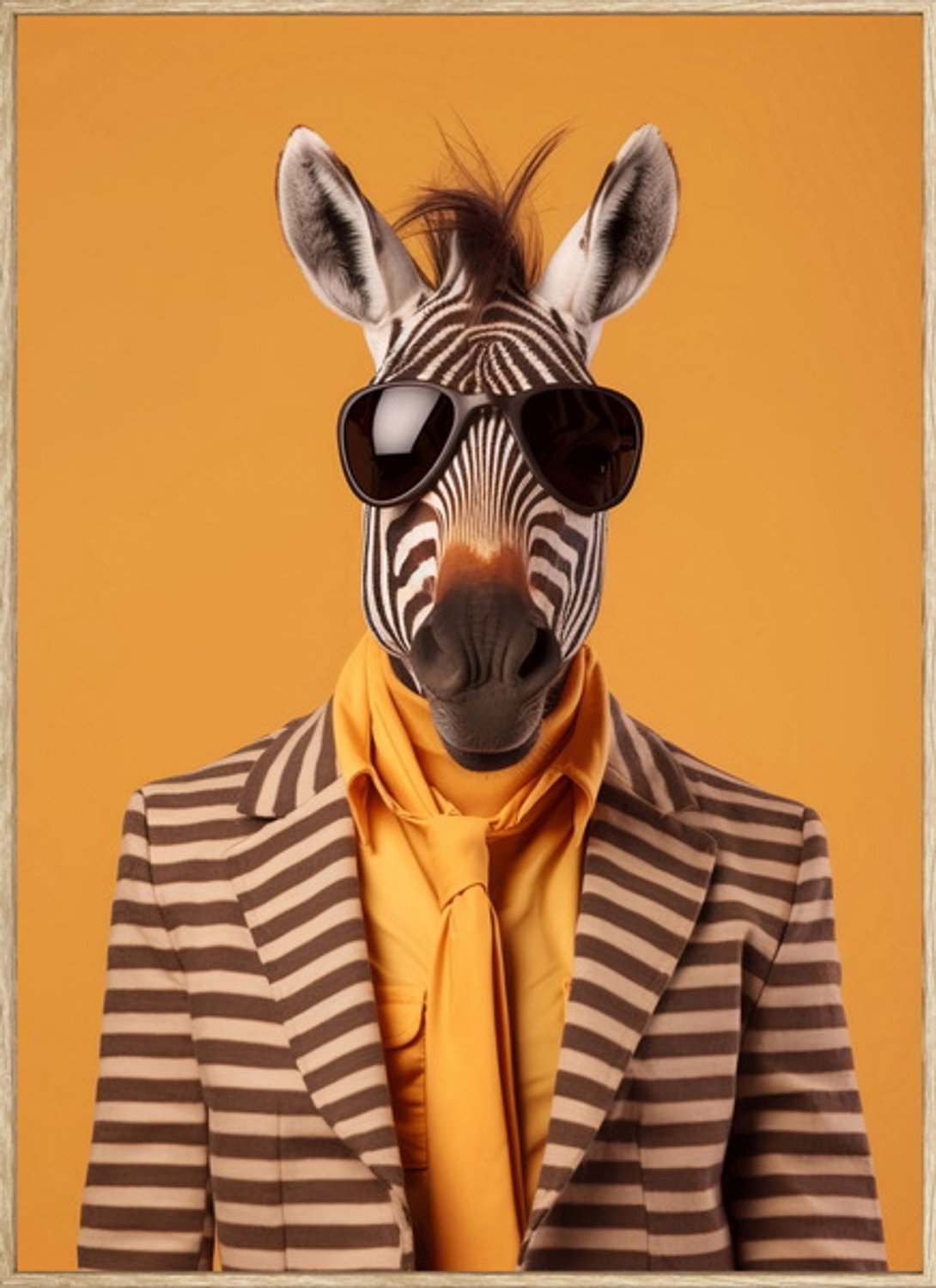 Schilderij zebra in pak 80x110cm