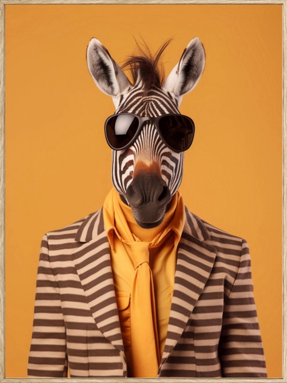 Schilderij zebra in pak 45x60cm