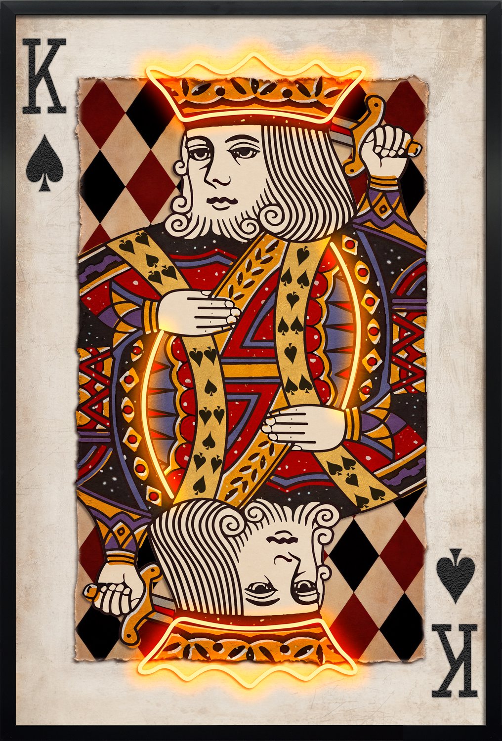 Schilderij met LED King of spades