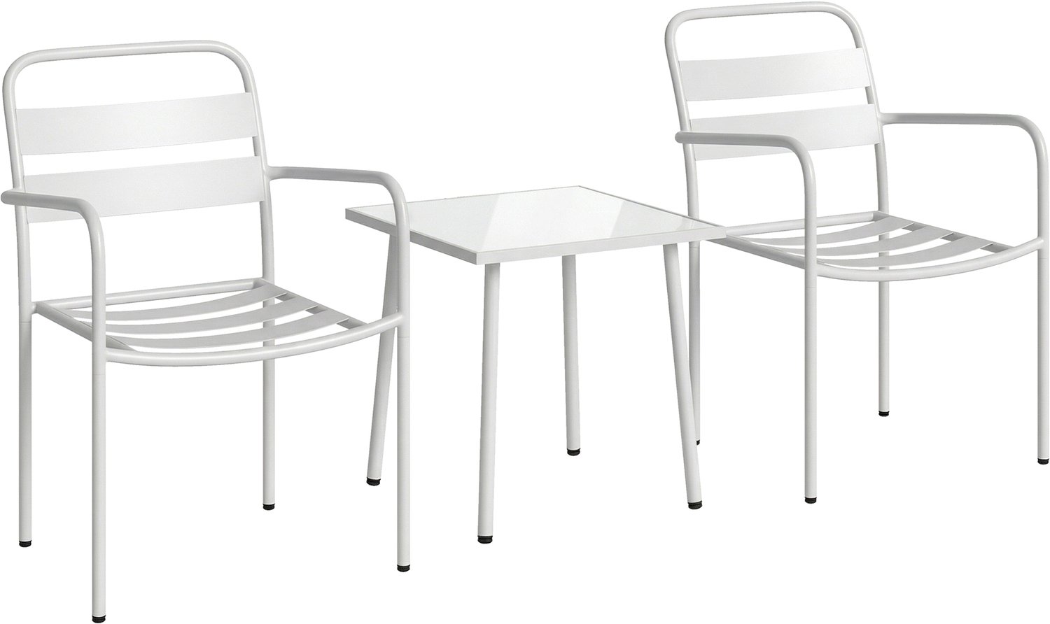 Sunona Bistroset 3-delig - Met glazen tafel en 2 stoelen - Verstelbare poten - 50 x 50 x 50 cm - Wit