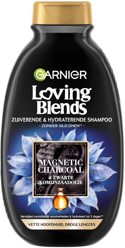 Garnier - Loving Blends Magnetic Charcoal Shampoo - 3 x 300 ml - Voordeelverpakking