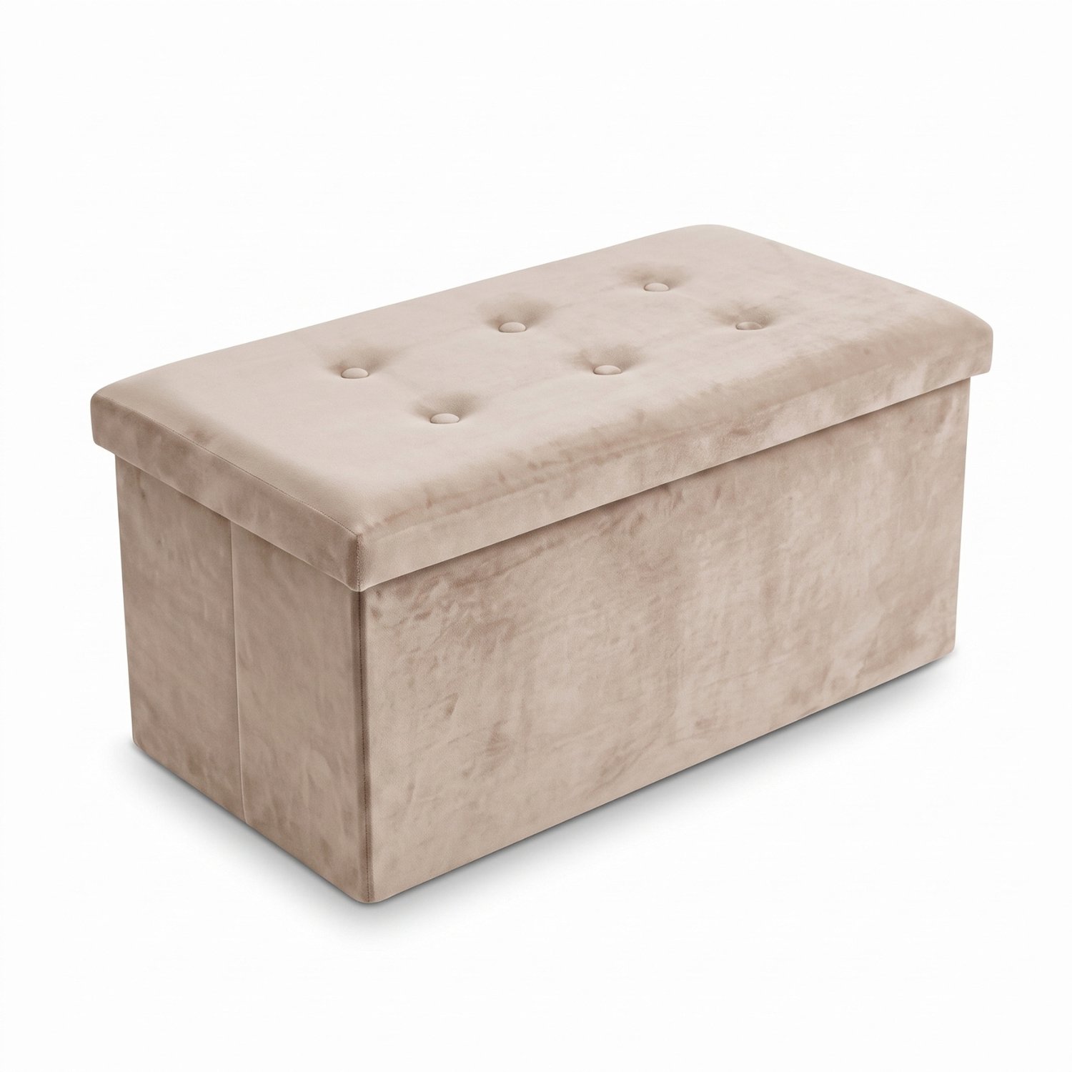 SCENA LIVING - Rechthoekige poef met opbergruimte, van fluweel, opvouwbaar, 76 x 38 x 38 cm