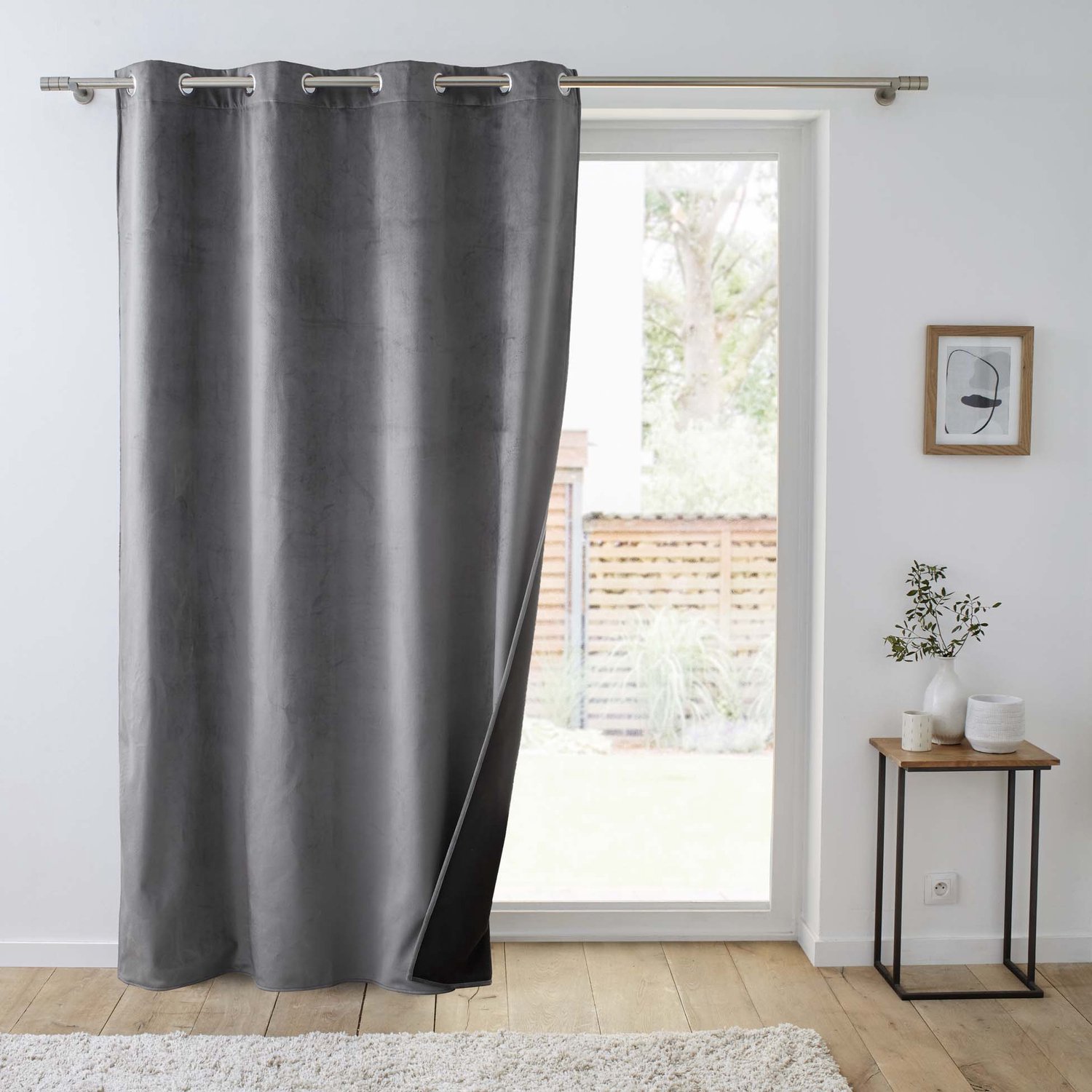 Douceur d'intérieur - Thermisch gordijn met ringen VELVET, dubbele laag microvezelfleece, 140 x 260 cm