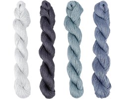 Sashiko-garenset - Katoenen borduurgaren - Voor handwerken en naaien - 4 grijstinten - 400 meter totaal - Grijs