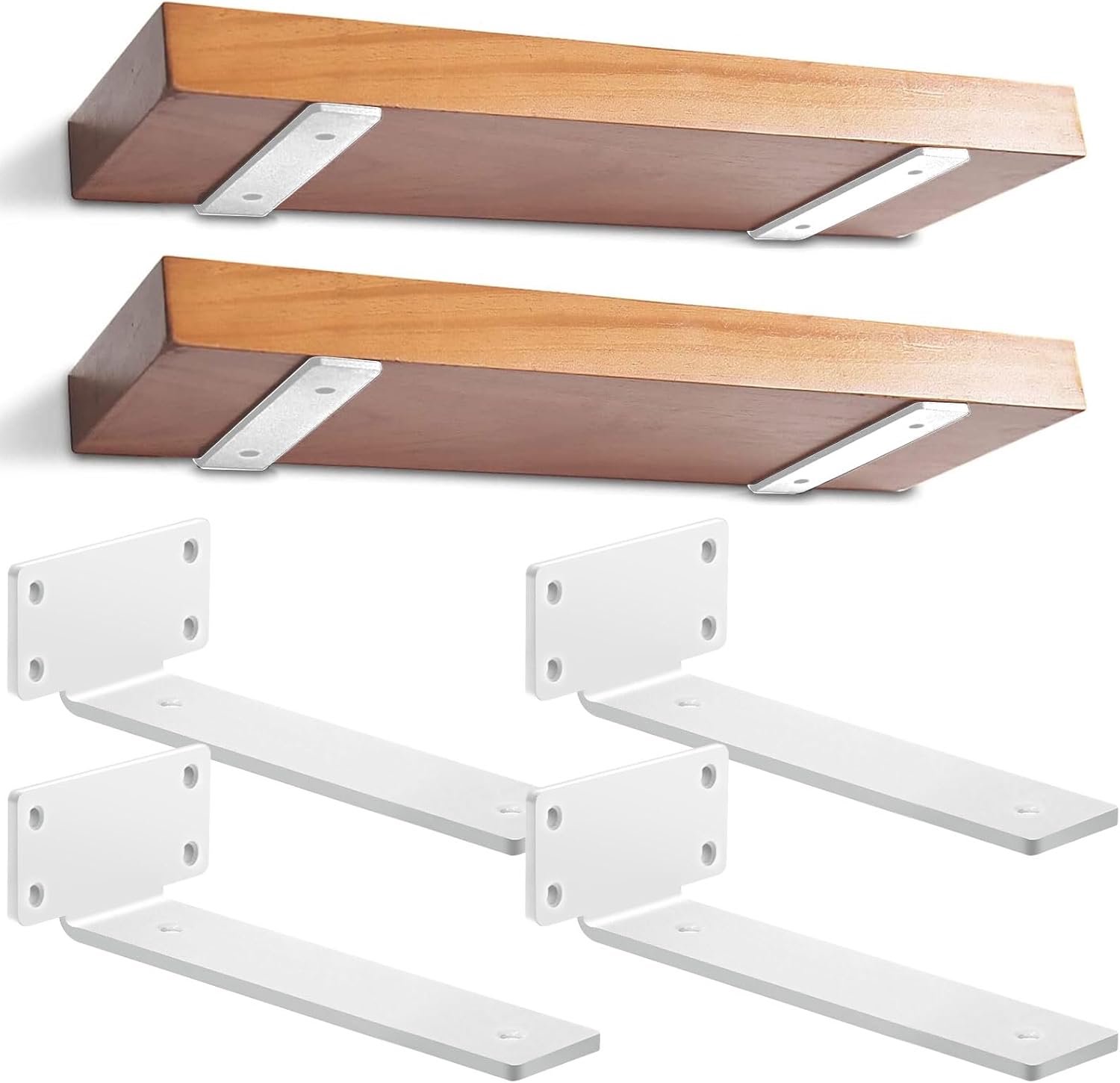 Zwevende plankdragers 25cm - L-vormige metalen beugels - robuust en sterk - ideaal voor wandplanken - m-winkel