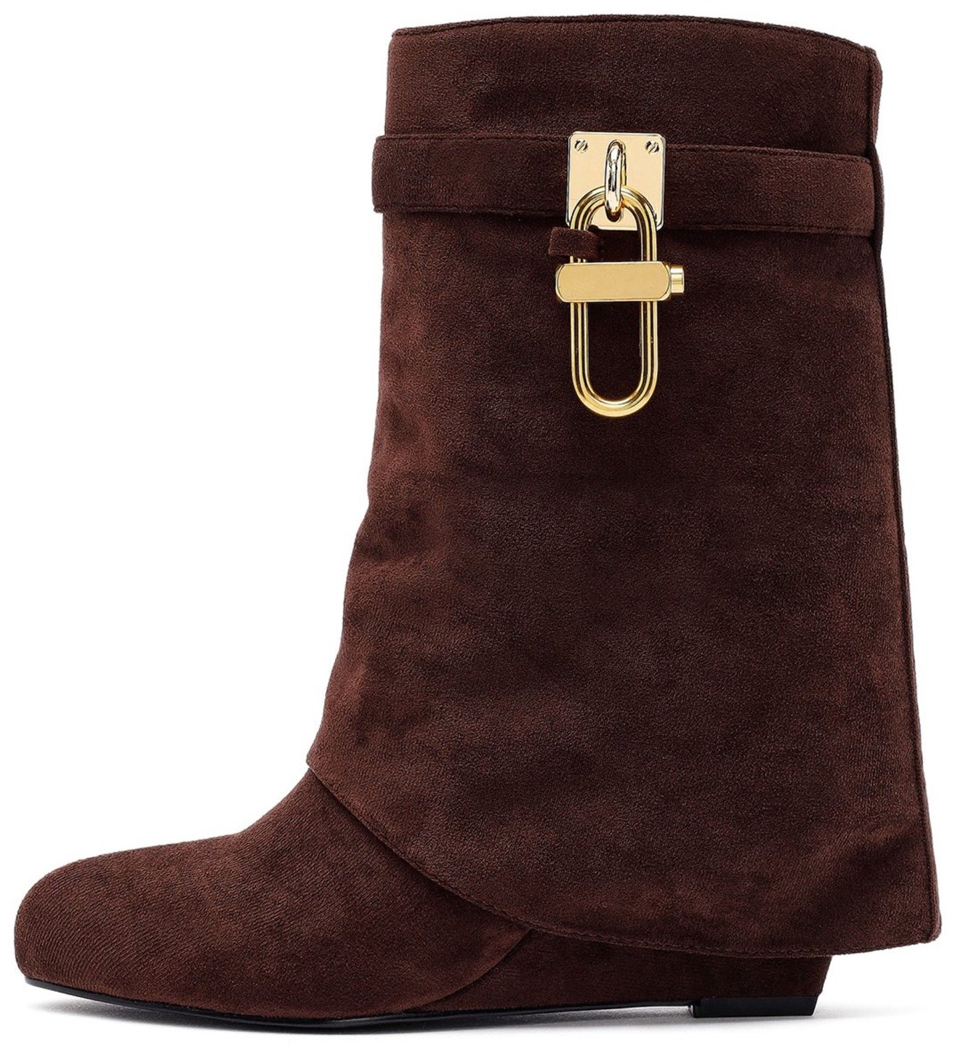DERIMOD Wedge Heeled Ankle Boots Imitation Suede Leather Wedge Heeled Ankle Boots
