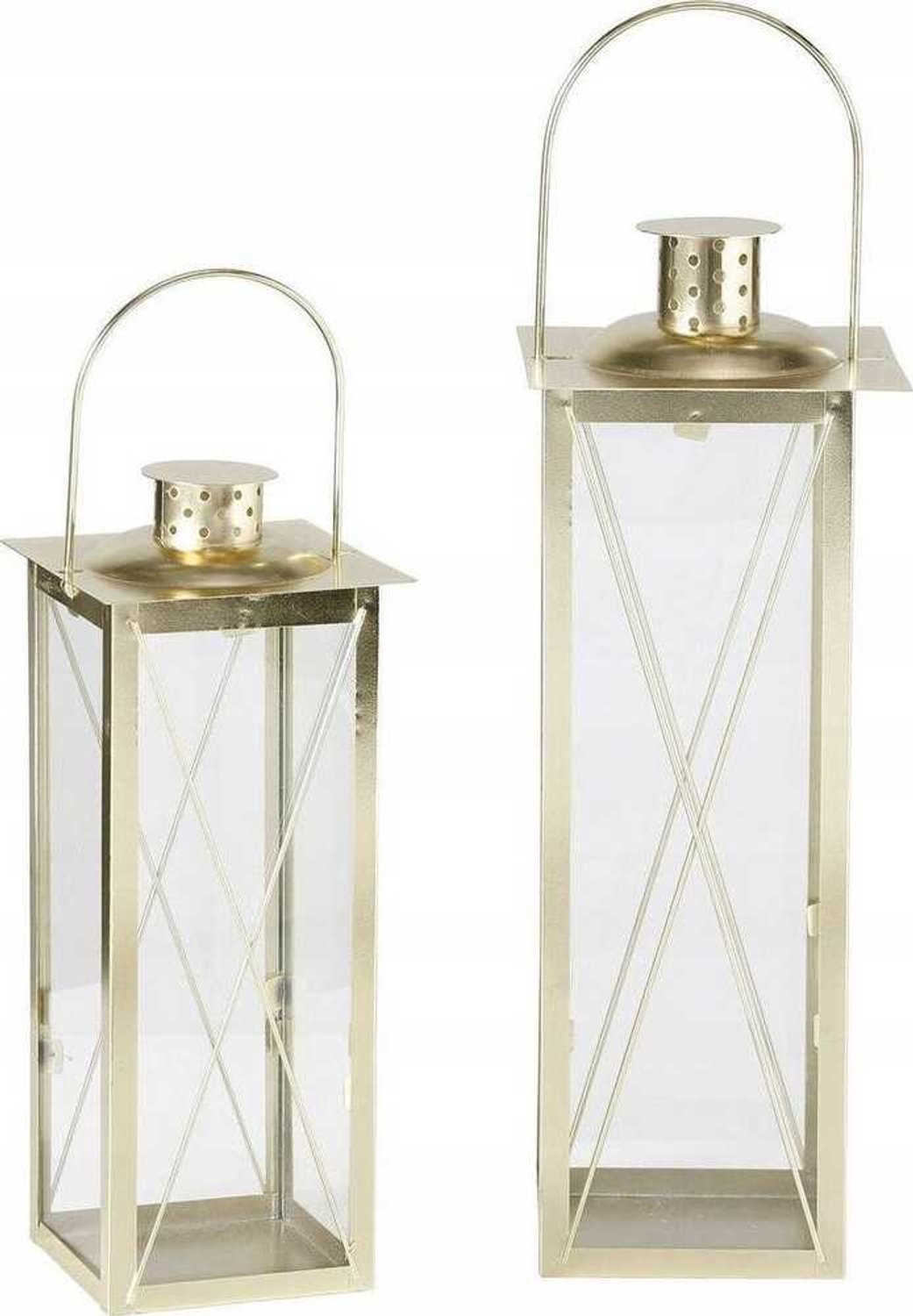 Boltze FAROL gouden metalen windlichten set van 2 - zinklegering, goudkleurig