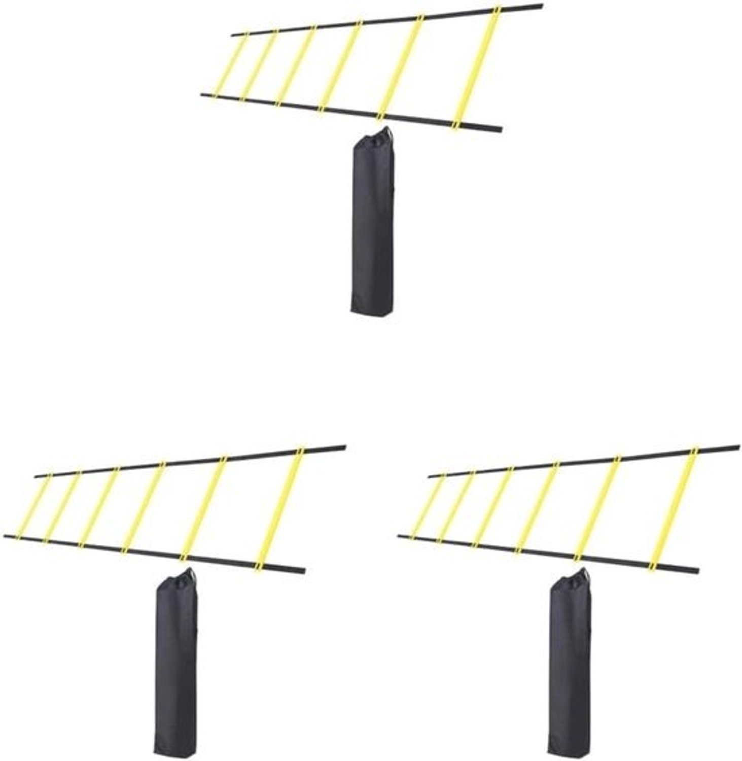 Agilityladder-set - Snelheidsladder voor voetbal - Training van voetenwerk en coördinatie - Verstelbare secties - 300 cm 6 secties - Geel zwart