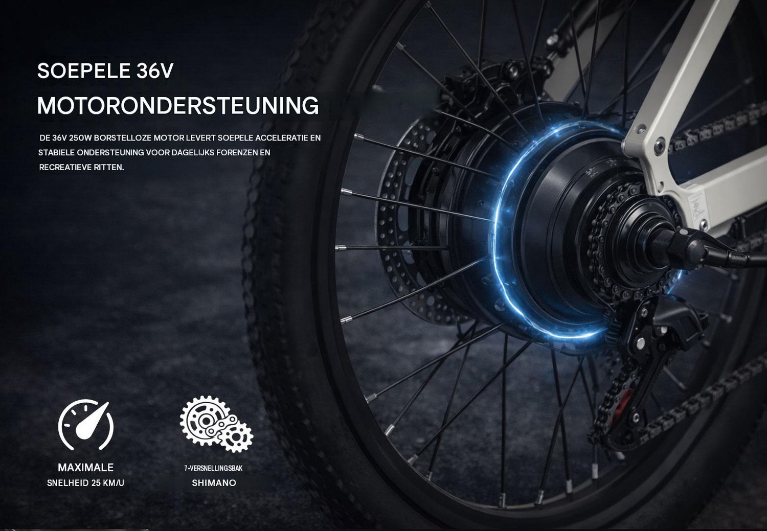 2026 28 inch Elektrische Fiets - 250W Motor - 36V 13Ah Accu - Bereik tot 80-100km - Shimano 7-Snelheden - Max 25km/u - Verende Voorvork -Elektrische stadsfietsen -28 Inch E-bike - Zwart thumbnail 5