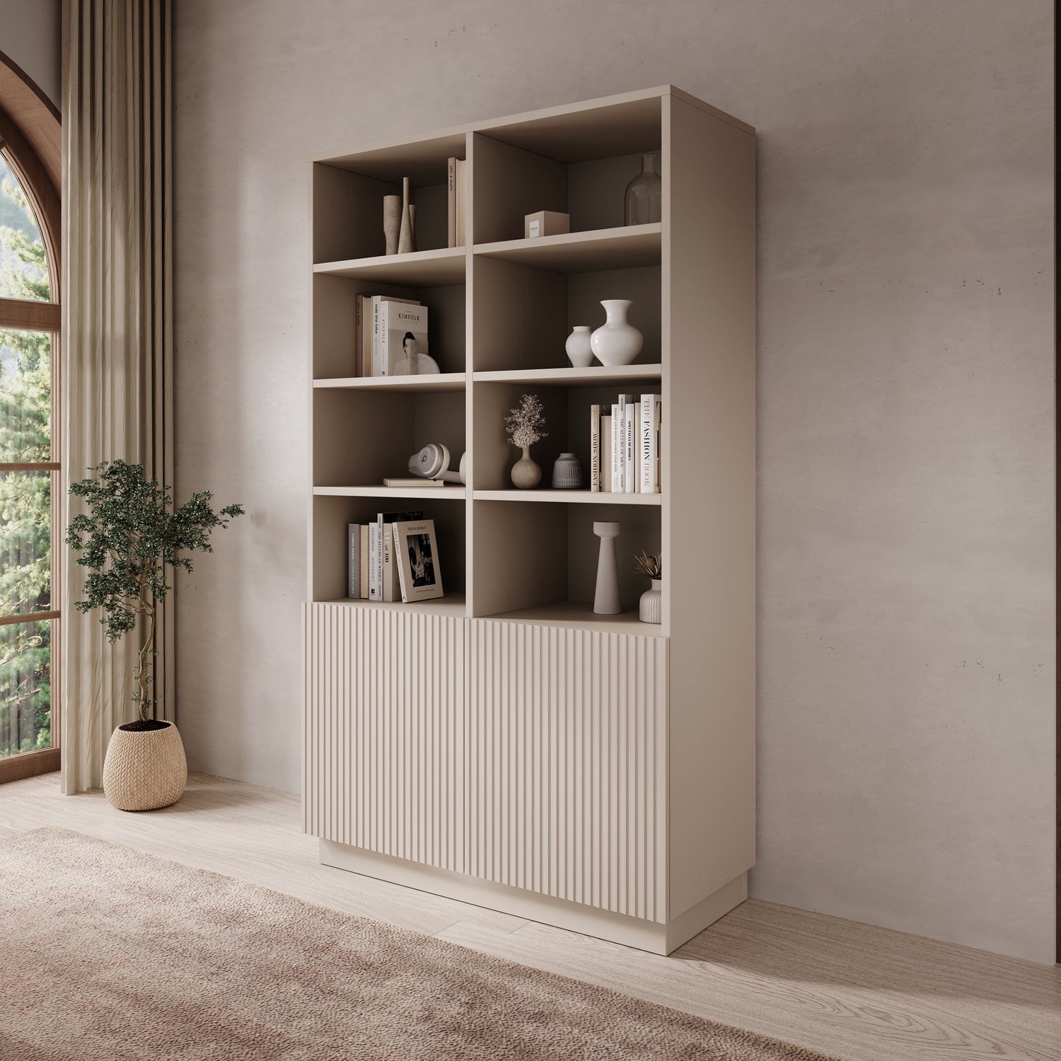 MEUBELLA Lucera - Boekenkast - Beige - 100x42x173 cm