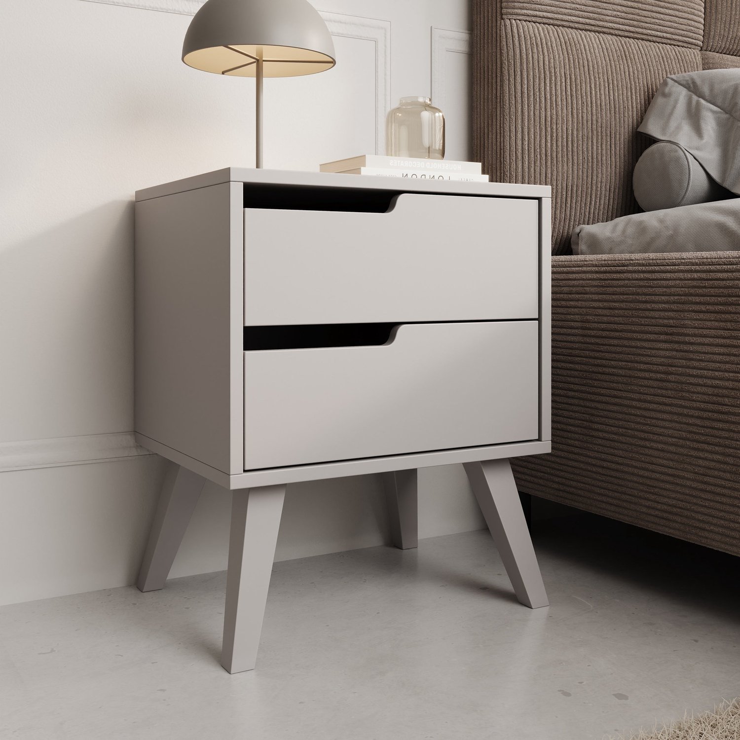 MEUBELLA Nido - Nachtkastje links - Beige - 45x35x55 cm