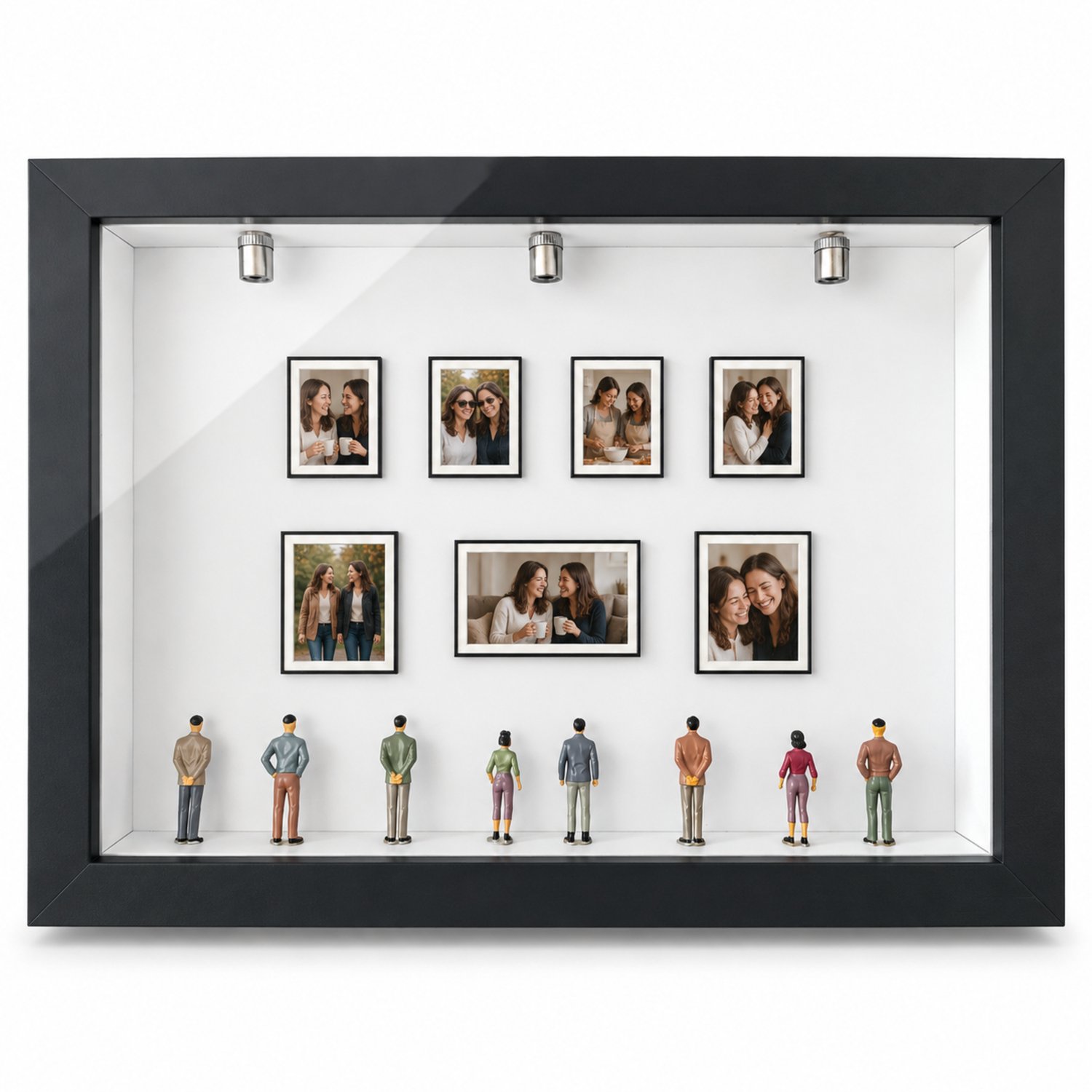 Acaza Wissellijst - 3D Fotolijst - Shadow Box voor Objecten - MDF - 34 x 25cm - Zwart - Mini Museum