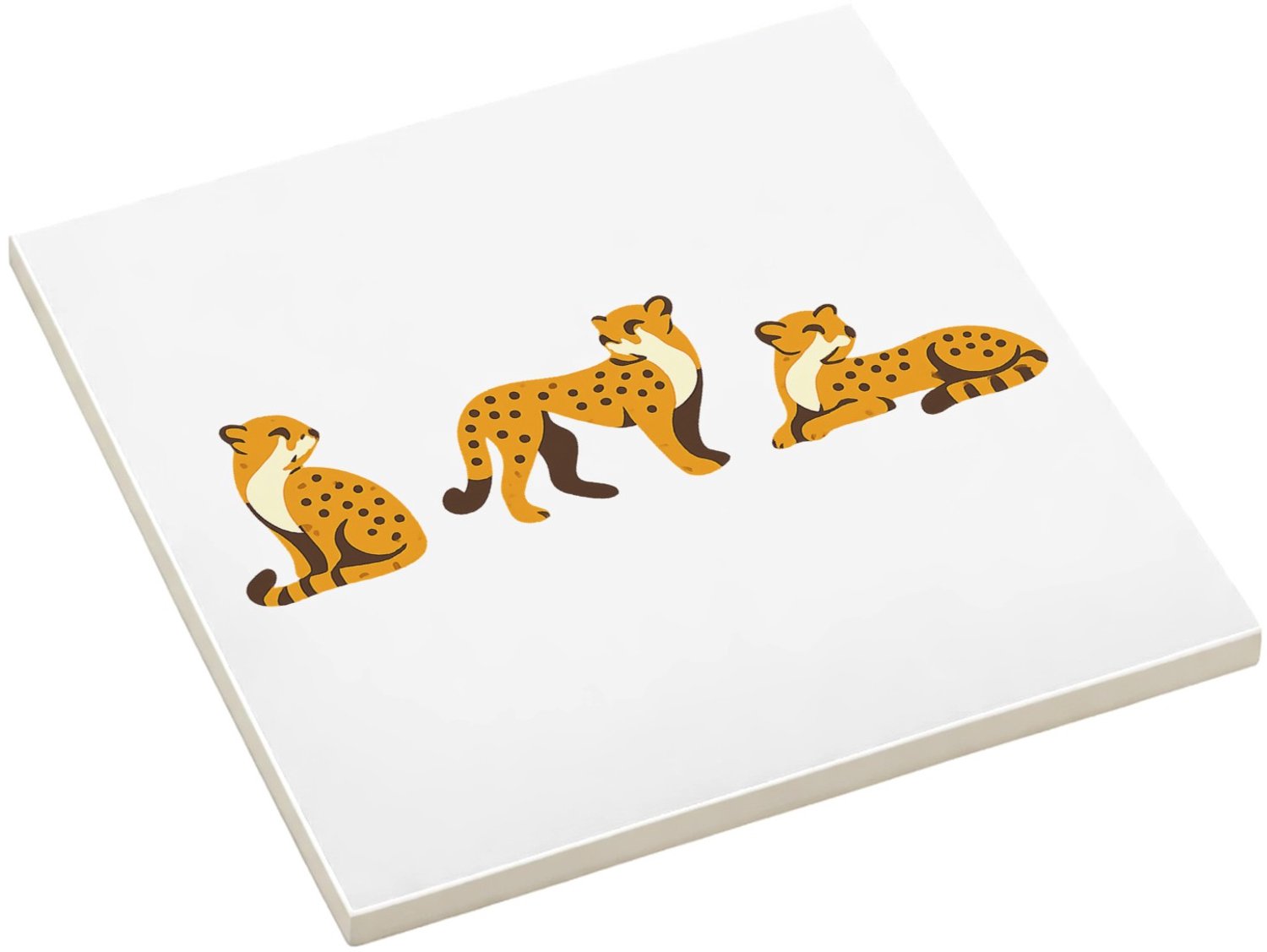 Mr Cadeautjes Fototegel Een rustige reeks kleine dieren in verschillende poses met v - 15 x 15 cm, keramiek - keuken, badkamer, decoratie | cadeau Wit