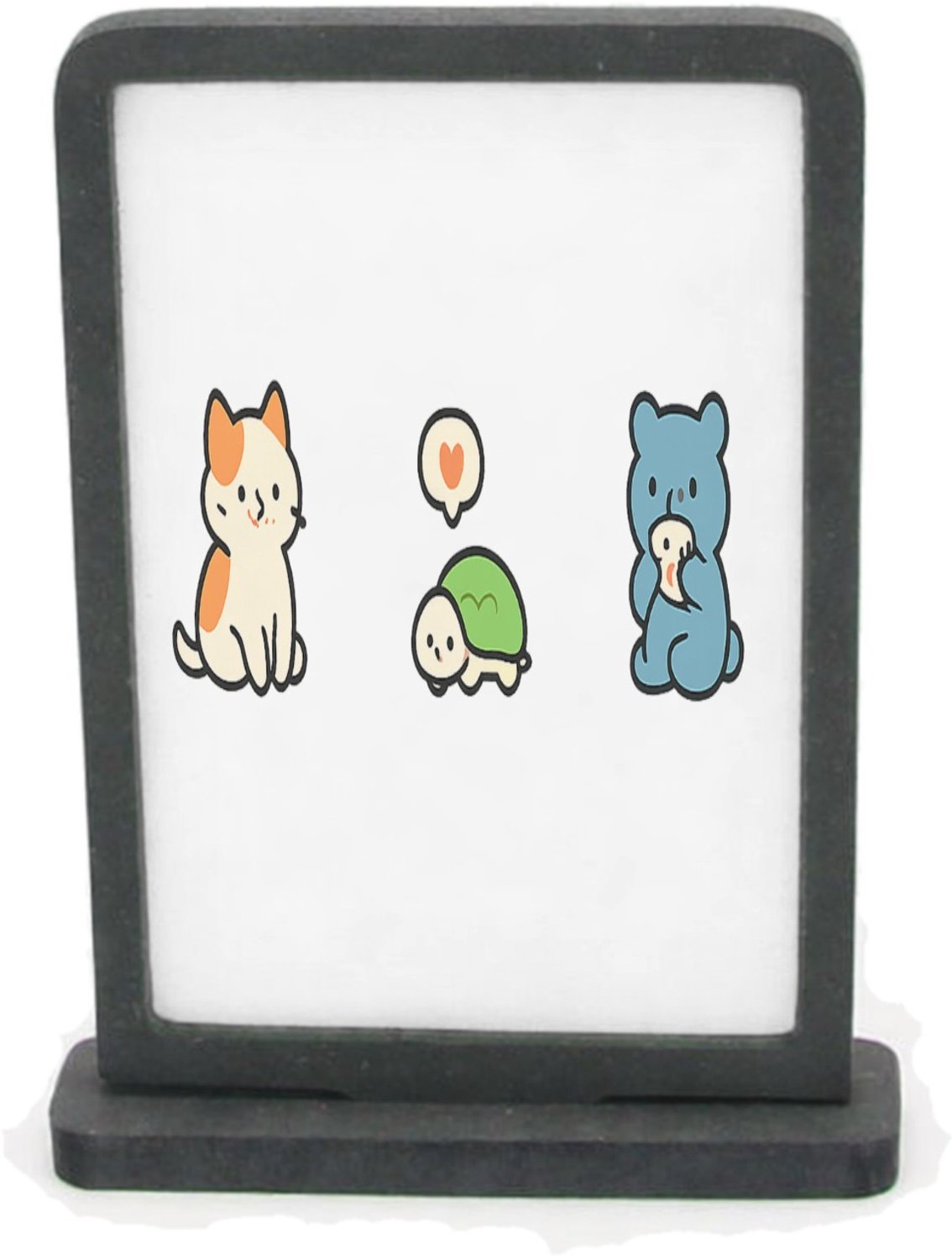 Mr Cadeautjes Houten fotolijst rechthoek met MDF inleg - design Een rustige, speelse dierenrij met een kleine snack- of eetk | cadeau Wit
