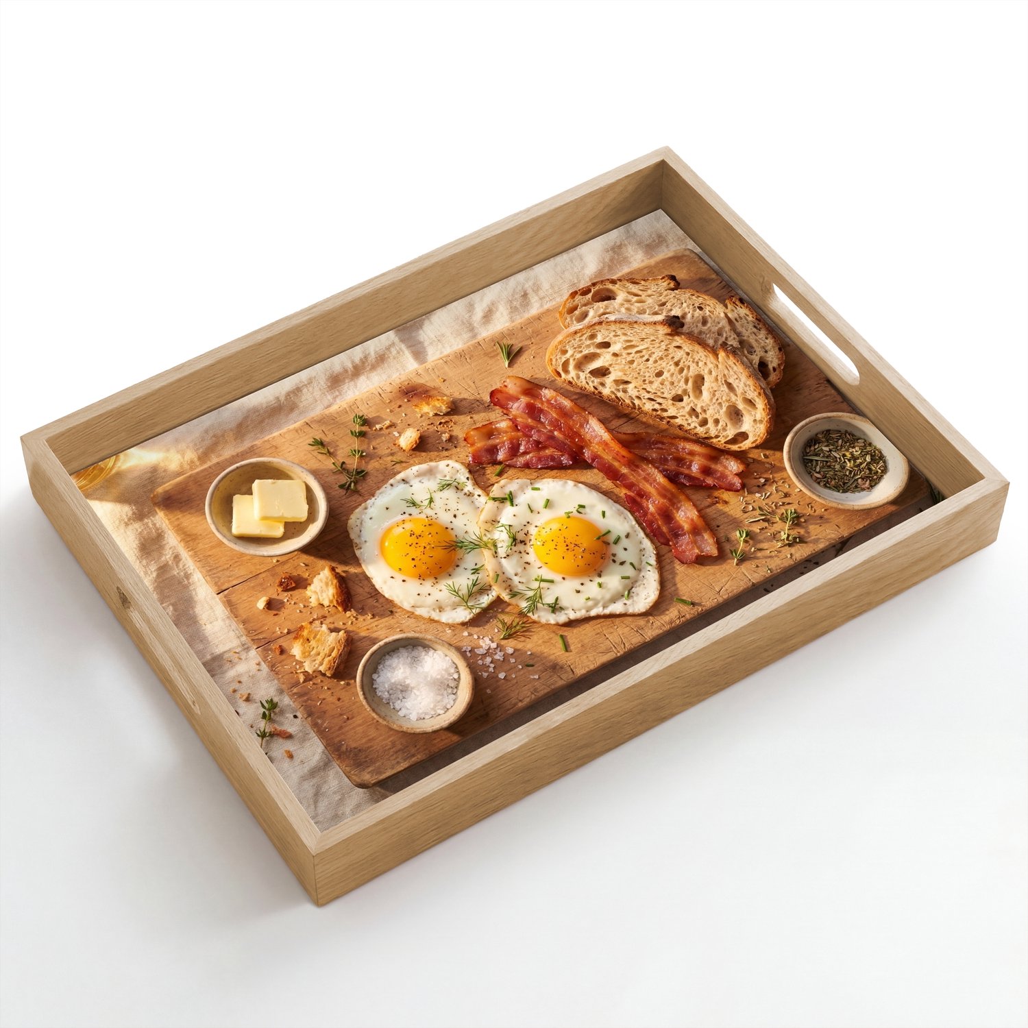 Dienblad hout 50x35 cm - Schootdienblad - Eten - Ontbijt - Hout - Rustiek - Geel - Borrelplank rechthoek - Plateau dienbladen