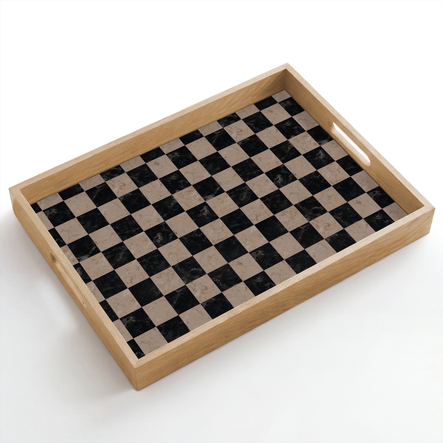 Dienblad hout 50x35 cm - Schootdienblad - Patroon - Dambord - Marmer - Borrelplank rechthoek - Plateau dienbladen