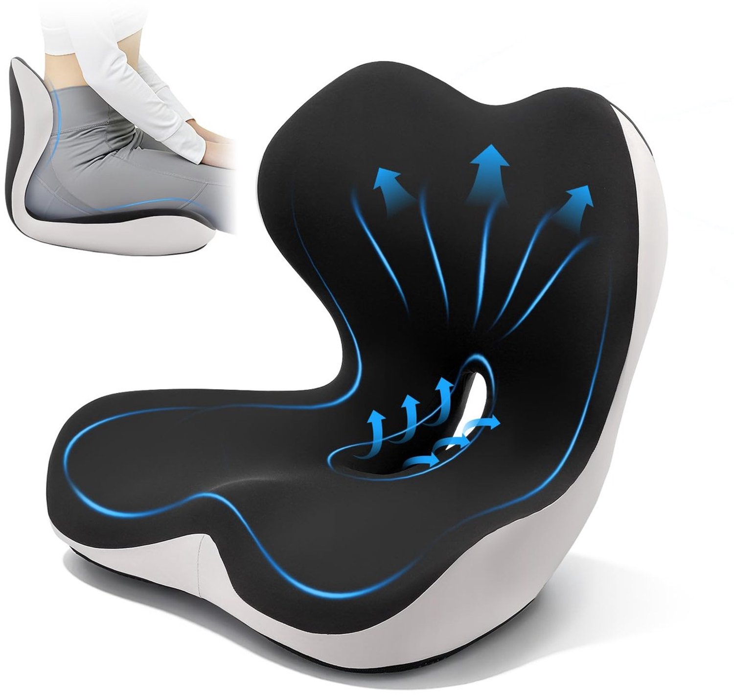 Duraxl Stoelkussen - Traagschuim - Ergonomisch - Lendenkussen