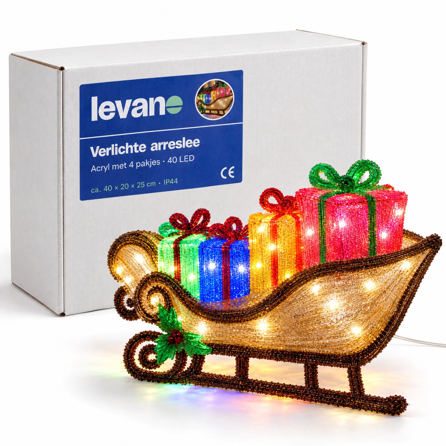 Levano Kerstverlichting Buiten Figuren - Arreslee met 40 LED - Kerstlampjes - Kerstdecoratie voor Binnen - Kerstversiering Buiten - Kerstfiguren - Kerstslee - Sfeerverlichting - Kerstfiguur met Licht - Kerstdecoratie Tuin - Timer - IP44 – foto 8