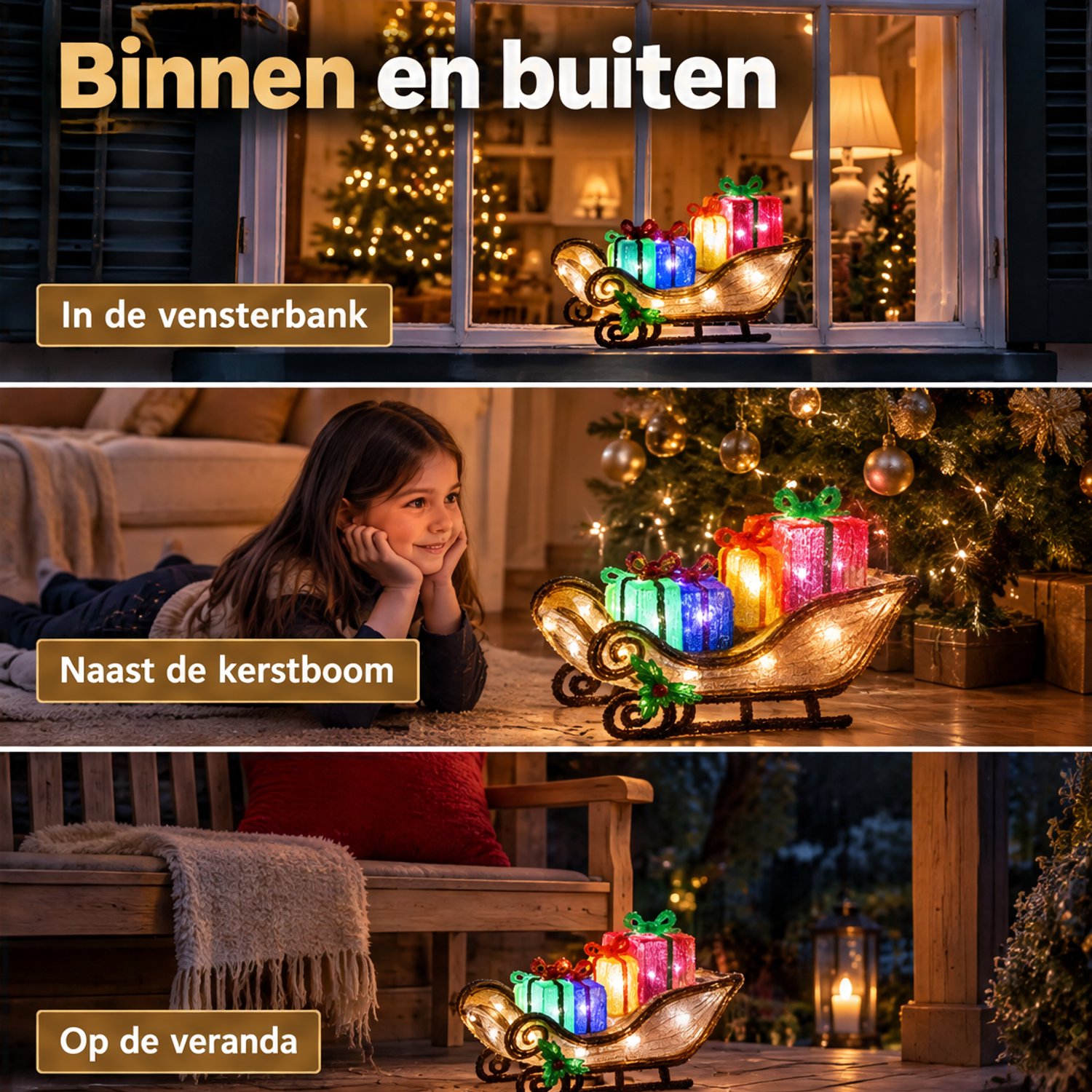 Levano Kerstverlichting Buiten Figuren - Arreslee met 40 LED - Kerstlampjes - Kerstdecoratie voor Binnen - Kerstversiering Buiten - Kerstfiguren - Kerstslee - Sfeerverlichting - Kerstfiguur met Licht - Kerstdecoratie Tuin - Timer - IP44 – foto 4