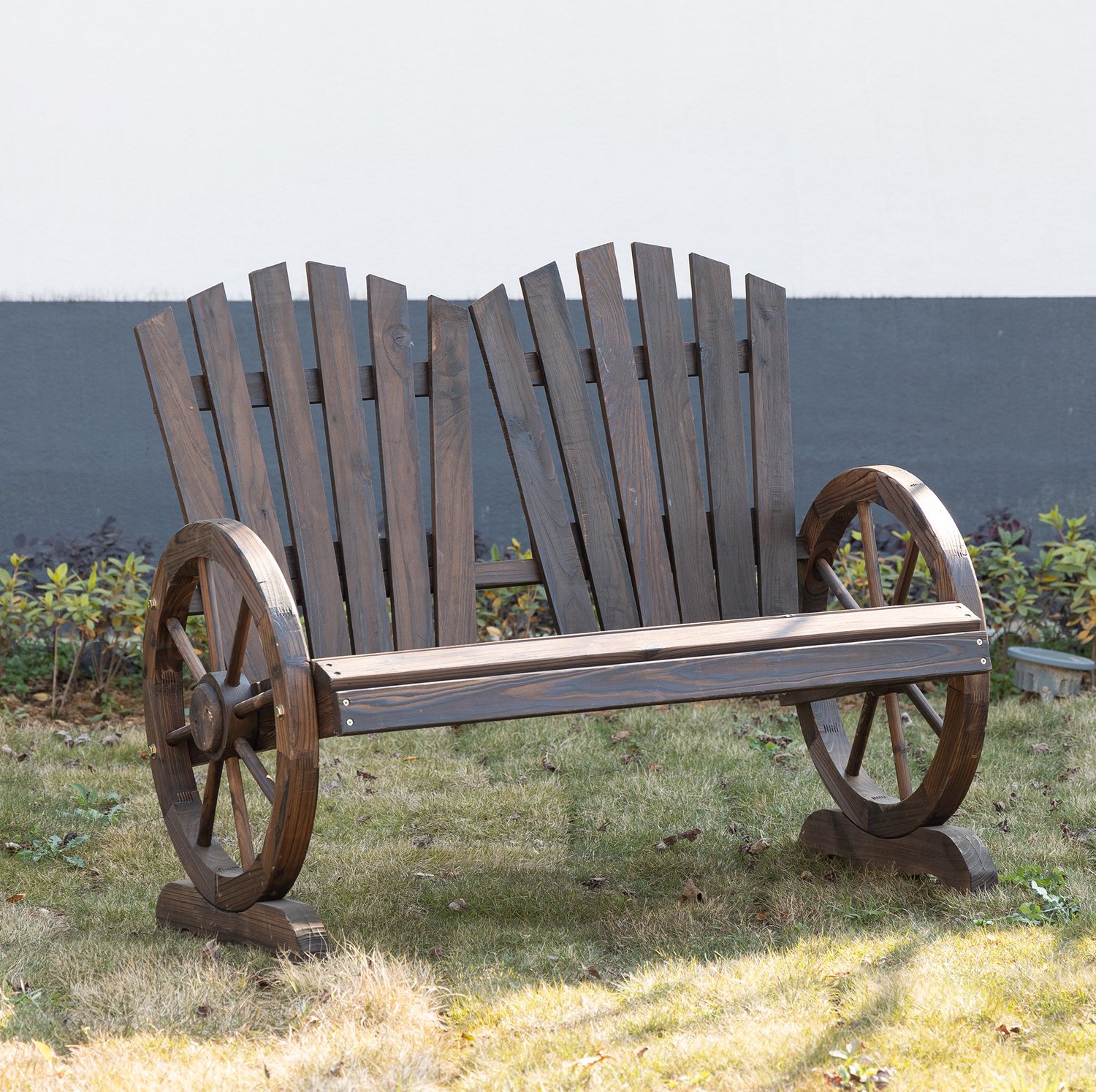 CHICFURN Tuinbank - 2-zits - Met armleuningen - Hout - Donkerbruin