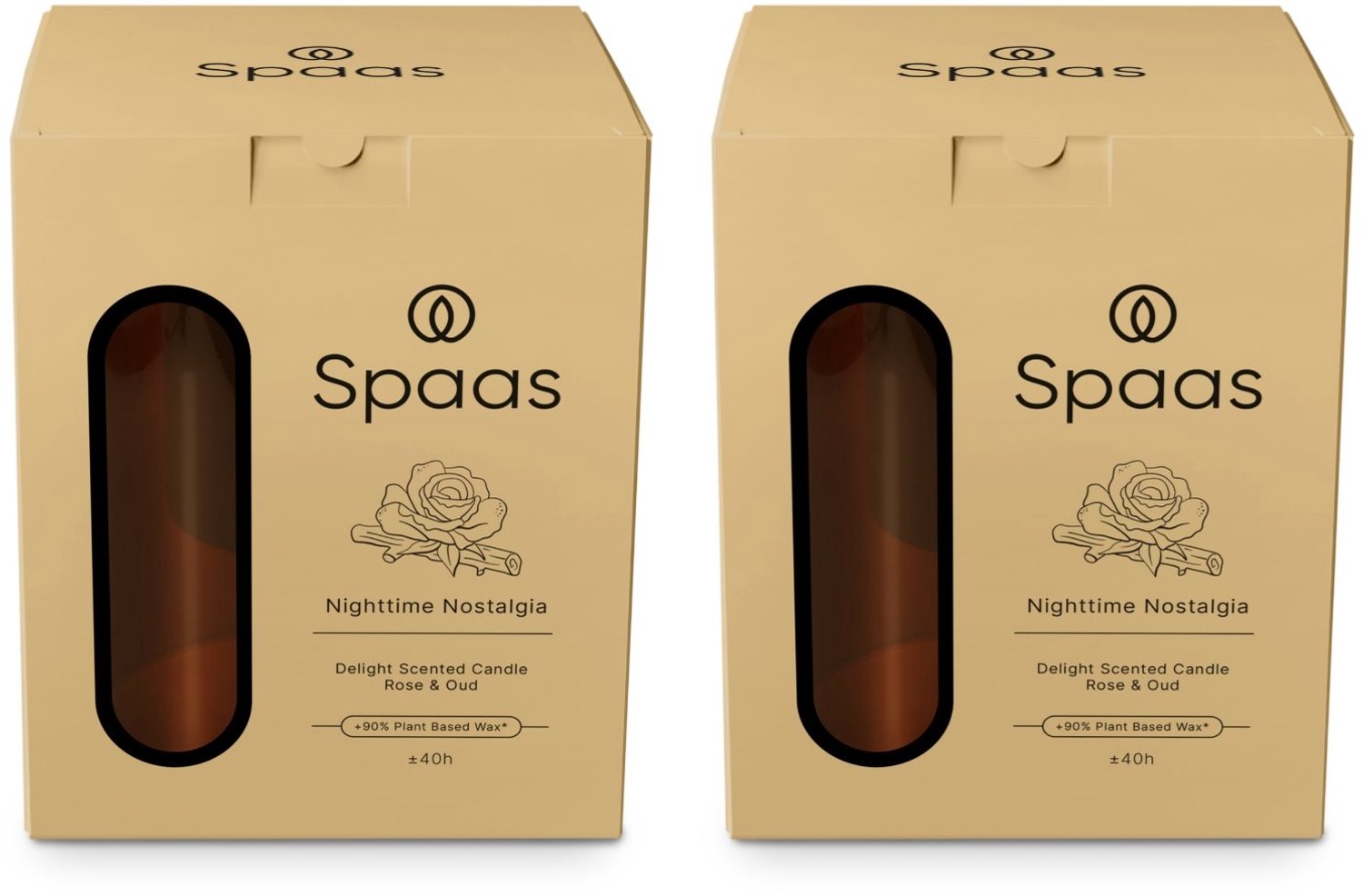SPAAS Delight Geurkaars in glas - Set van 2 Geurkaarsen - Rozen en Oudhout - Large - circa 40u - Nighttime Nostalgia Ivoor Nighttime Nostalgia
