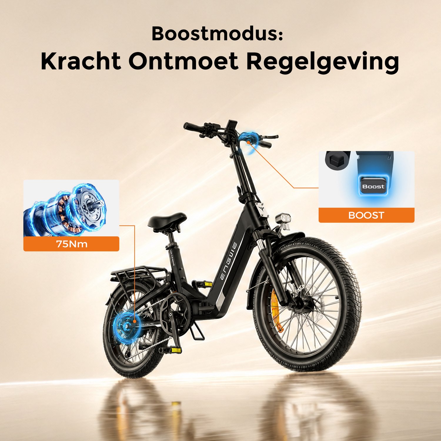 ENGWE L20 3.0 Boost Elektrische fiets - Actieradius 135km - Verwijderbare accu 48V13,5Ah - Motor 250W - Shimano 7 versnellingen - Hydraulische schijfremmen - 20 Inch Forenzen E-bike - Fatbike - Zwart - Inclusief fietsslotcombinatie thumbnail 6
