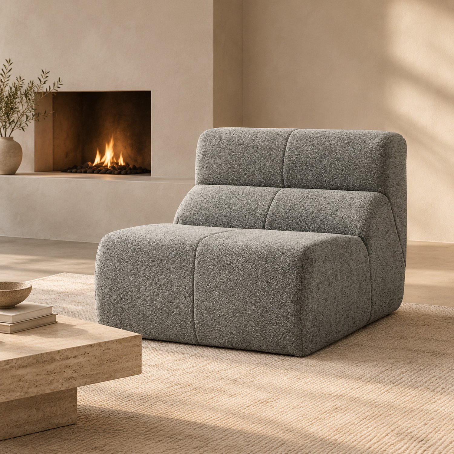 WUVRIE Fauteuil 94x110x79 cm - Velvet bekleding en schuimvulling - Lichtgrijs