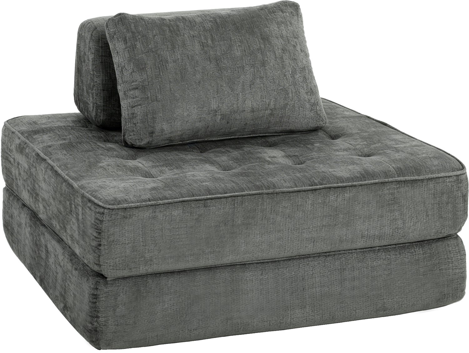 Homona 2-in-1 slaapfauteuil met kussen - Inklapbaar - 97 x 97 x 70 cm - Grijs