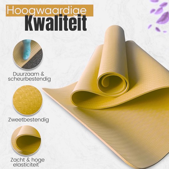 Padisport Yoga Mat Dik Beige - Fitness Mat Extra Dik - Yoga Mat Extra Dik - Pilates Mat - Dikke Yogamat - Yoga Mat Anti Slip - Yoga Matje - Yoga Mat Dik - Sport Mat - Sport Matje Fitness van Padisport — afbeelding 5