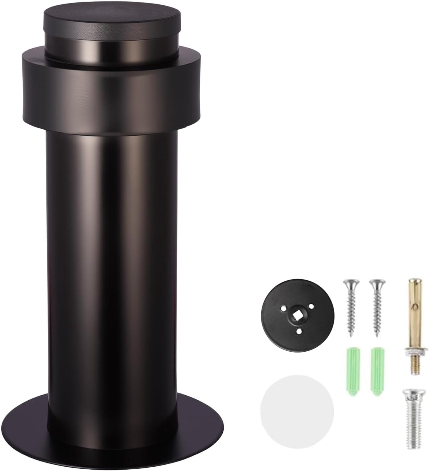 Deurstopper 6cm - roestvrij staal - zwart - ideaal voor woning en kantoor - Vemera