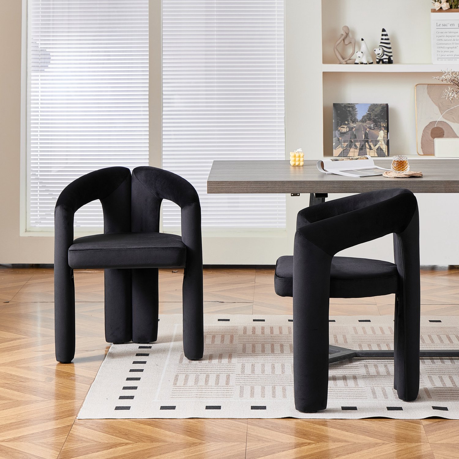 CHICFURN Eetkamerstoel - Met armleuningen - Set van 2 - Zwart