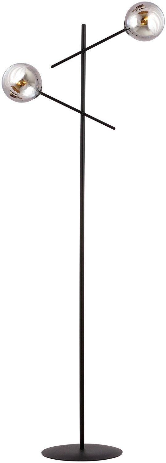 Emibig Kalundborg zwarte vloerlamp met 2 glazen gerookt E14 - Perfecte sfeerverlichting voor jouw interieur
