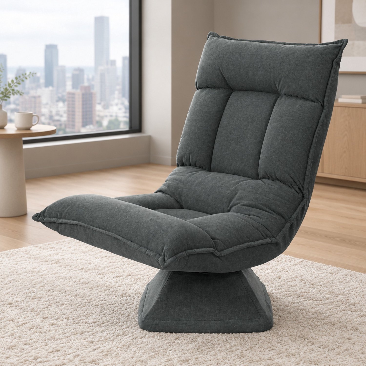CHICFURN Vloerfauteuil - 360° draaibaar - Opvouwbaar - Donkergrijs