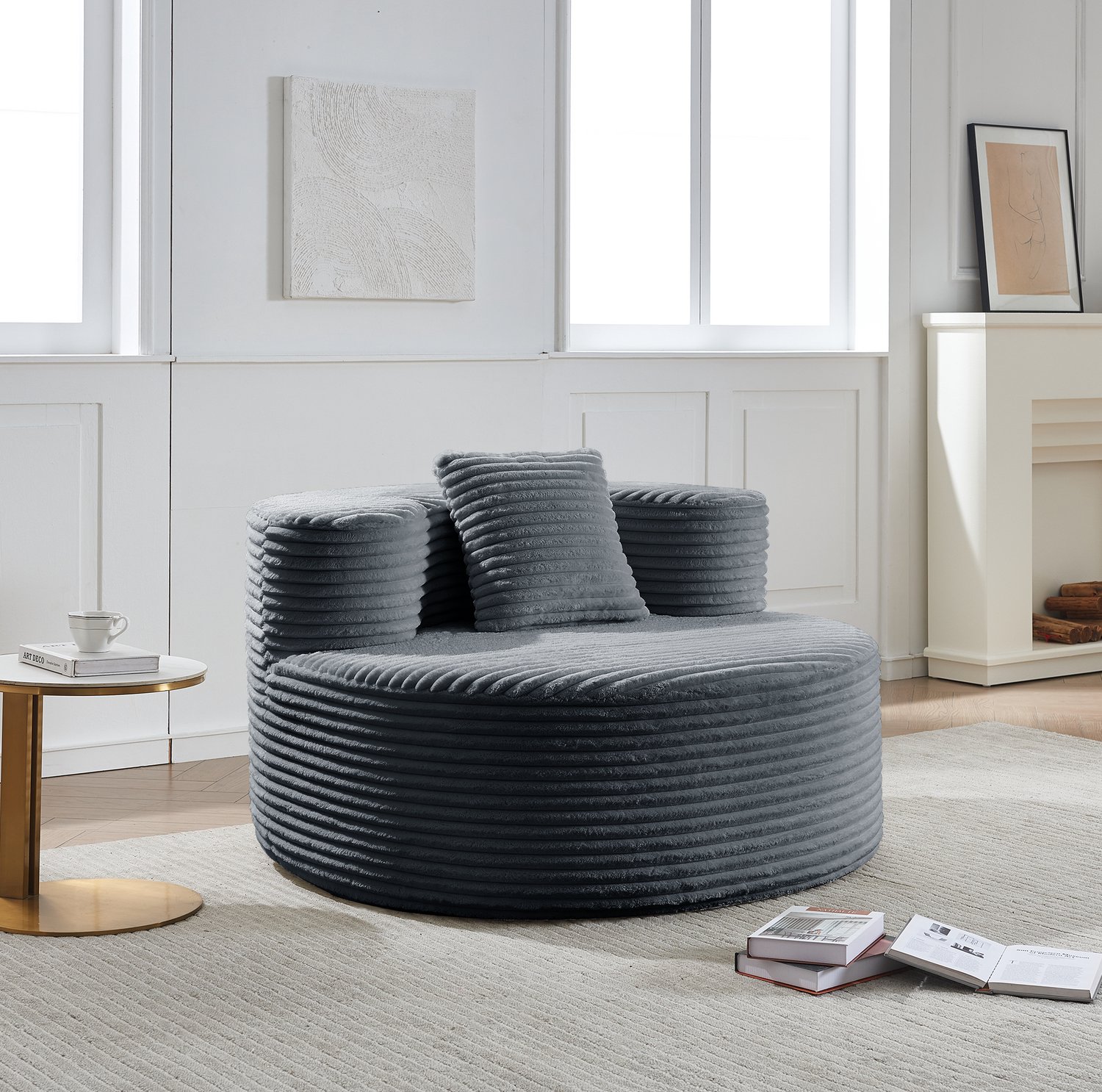 CHICFURN Zitzak - Met rugleuning - Schuimvulling - Donkergrijs